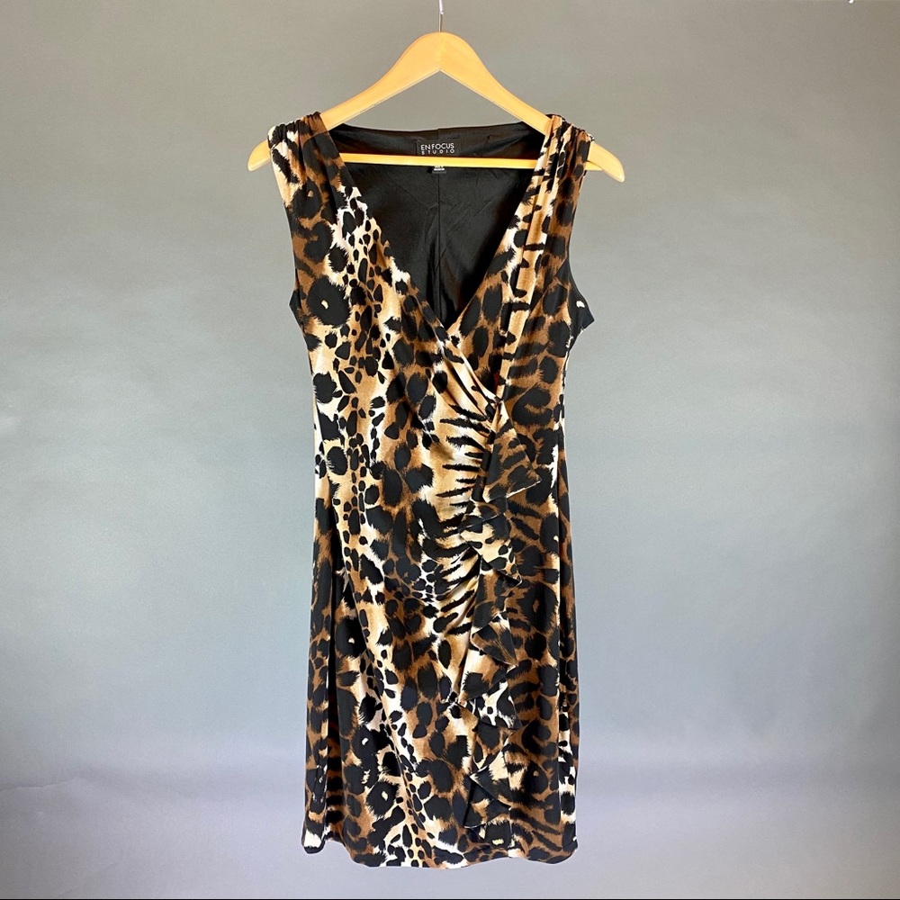 Enfocus Studio Animal Print Dress with Ruffles